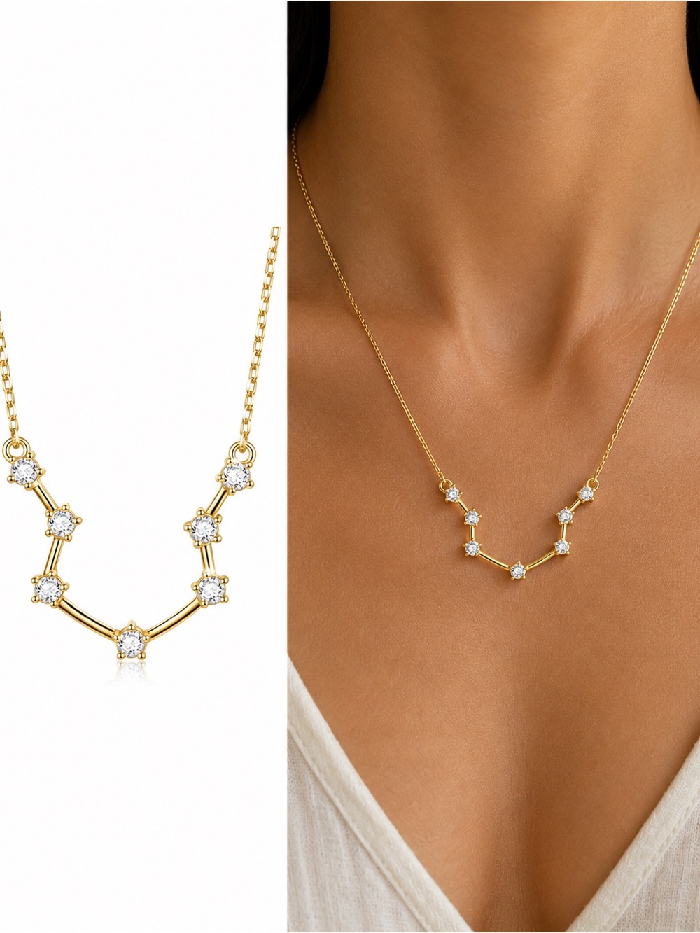 Aquarius Rhinestone Constellation Astrological Necklace